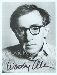 5g128 WOODY ALLEN signed postcard '80s head & shoulders portrait of the famous funnyman!