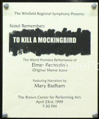 5g120 MARY BADHAM signed symphony program book '99 on back cover of To Kill A Mockingbird program!