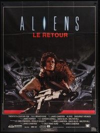5h398 ALIENS CinePoster commercial French 1p '86 James Cameron, Sigourney Weaver carrying girl!