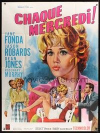 5h402 ANY WEDNESDAY French 1p '66 different artwork of sexy Jane Fonda by Jean Mascii!