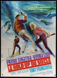 5h404 ASSAULT ON A QUEEN French 1p '66 different art of Frank Sinatra & sexy Virna Lisi by Landi!