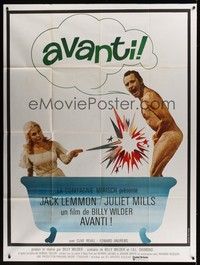 5h407 AVANTI French 1p '73 Billy Wilder, different image of naked Jack Lemmon & Juliet Mills!