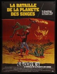 5h414 BATTLE FOR THE PLANET OF THE APES French 1p '73 great artwork of war between apes & humans!
