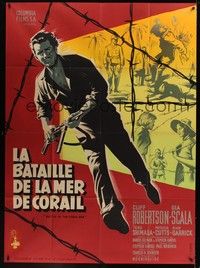5h415 BATTLE OF THE CORAL SEA French 1p '59 cool different art of Cliff Robertson by Grinsson!