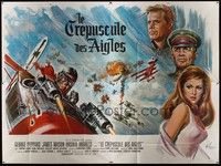 5h329 BLUE MAX French 4p '66 different art of George Peppard & top cast by Boris Grinsson!