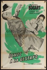 5h356 ALL THROUGH THE NIGHT French 31x47 R62 different art of Humphrey Bogart punching bad guy!