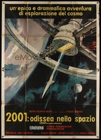 5h222 2001: A SPACE ODYSSEY Italian 2p '68 Kubrick, Cinerama, art of space wheel by Bob McCall!