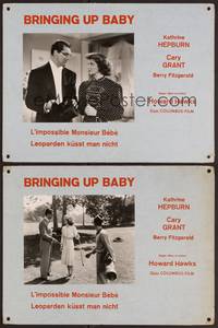 5h051 BRINGING UP BABY 2 Swiss LCs R60s Katharine Hepburn & Cary Grant playing golf, Howard Hawks