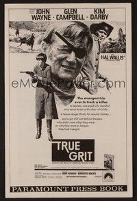 5j016 TRUE GRIT Australian pressbook '69 John Wayne as Rooster Cogburn, Kim Darby, Glen Campbell!