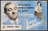 5j004 LAST HOLIDAY English pressbook '50 Sir Alec Guinness only has a few months left to live!