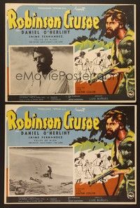 5j024 ADVENTURES OF ROBINSON CRUSOE 2 Mexican LCs '54 Luis Bunuel, border art of Dan O'Herlihy!