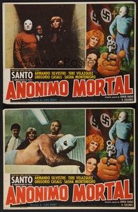 5j028 ANONIMO MORTAL 8 Mexican LCs '75 Mexican luchador masked wrestler Santo vs. Nazis!