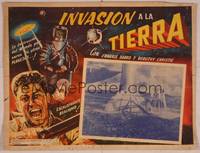5j058 INVASION TO THE EARTH Mexican LC '50s Frankie Darro, wild sci-fi artwork!