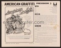 5j160 AMERICAN GRAFFITI pressbook '73 George Lucas teen classic, it was the time of your life!