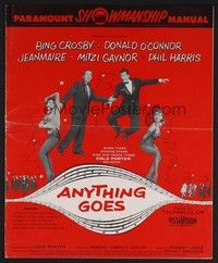 5j165 ANYTHING GOES pressbook '56 Bing Crosby, Donald O'Connor, Jeanmaire, music by Cole Porter!