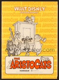 5j170 ARISTOCATS pressbook '71 Walt Disney feline jazz musical cartoon, great art!