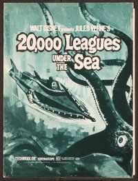 5j126 20,000 LEAGUES UNDER THE SEA pressbook R71 Jules Verne classic, cool underwater art!