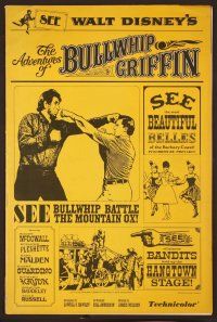 5j144 ADVENTURES OF BULLWHIP GRIFFIN pressbook '66 Disney, beautiful belles, mountain ox battle!