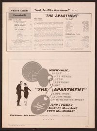 5j166 APARTMENT pressbook '60 Billy Wilder, Jack Lemmon, Shirley MacLaine!