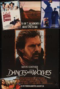 5k027 LOT OF 4 UNFOLDED VIDEO ONE-SHEETS lot '80s-90s Dances with Wolves, Mark of Zorro +more!