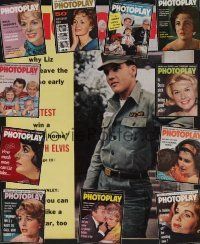 5k031 LOT OF 12 PHOTOPLAY MAGAZINES lot '60 Elvis in uniform, Liz Taylor, Debbie, Doris Day + more!