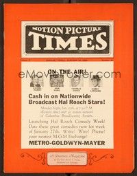 5k047 MOTION PICTURE TIMES exhibitor magazine Jan 28, 1930 Laurel & Hardy and Our Gang on radio!