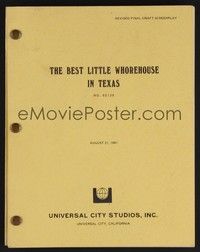 5k196 BEST LITTLE WHOREHOUSE IN TEXAS revised final draft script Aug 21, 1981 screenplay by Higgins