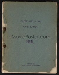 5k199 CLIVE OF INDIA revised final draft script October 6, 1934, screenplay by Lipscomb & Minney!