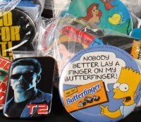 5k013 LOT OF APPROXIMATELY 170 MOVIE PROMO BUTTONS lot '80s-90s Simpsons, Return of the Jedi +more!