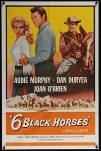 5m023 6 BLACK HORSES 1sh '62 Audie Murphy, Dan Duryea, sexy Joan O'Brien!