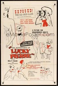 5m029 ADVENTURES OF LUCKY PIERRE 1sh '61 Herschell Lewis, a picture for broadminded adults!