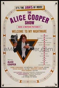 5m035 ALICE COOPER: WELCOME TO MY NIGHTMARE 1sh '75 it's the JAWS of rock, art of Alice Cooper!