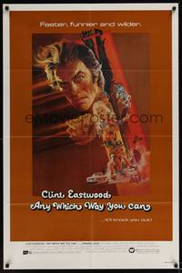 5m051 ANY WHICH WAY YOU CAN 1sh '80 cool artwork of Clint Eastwood & Clyde by Bob Peak!