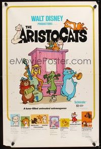 5m060 ARISTOCATS 1sh R80 Walt Disney feline jazz musical cartoon, great colorful image!