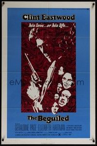 5m086 BEGUILED 1sh '71 cool psychedelic art of Clint Eastwood & Geraldine Page, Don Siegel!
