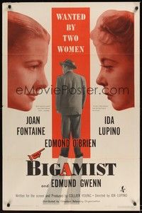 5m102 BIGAMIST 1sh '53 Edmond O'Brien is wanted by Joan Fontaine & Ida Lupino!