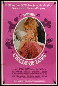 5m194 CIRCLE OF LOVE 1sh '65 Roger Vadim, sexy half-naked Jane Fonda under the covers!