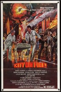 5m198 CITY ON FIRE 1sh '79 Alvin Rakoff, Ava Gardner, Henry Fonda, cool John Solie fiery art!