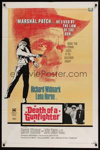 5m242 DEATH OF A GUNFIGHTER 1sh '69 art of Richard Widmark, he lived by the law of the gun!