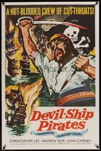 5m251 DEVIL-SHIP PIRATES 1sh '64 Hammer, hot-blooded crew of cutthroats, buccaneer artwork!