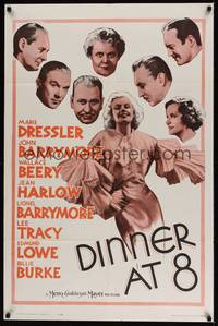 5m255 DINNER AT 8 1sh R62 Jean Harlow, John & Lionel Barrymore, Wallace Beery, Dressler!