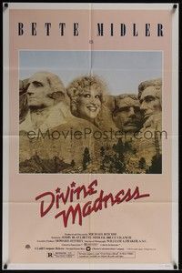 5m258 DIVINE MADNESS style A 1sh '80 wacky image of Bette Midler as part of Mt. Rushmore!