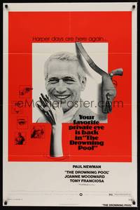 5m269 DROWNING POOL 1sh '75 cool image of Paul Newman as private eye Lew Harper!