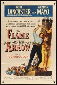 5m319 FLAME & THE ARROW 1sh '50 Burt Lancaster performing his own stunts & sexy Virginia Mayo!