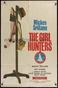 5m348 GIRL HUNTERS style B 1sh '63 Mickey Spillane pulp fiction, image of coat rack!