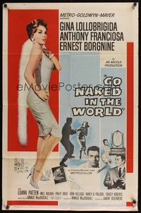 5m353 GO NAKED IN THE WORLD 1sh '61 super sexy full-length Gina Lollobrigida, Franciosa, Borgnine!