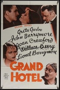 5m360 GRAND HOTEL 1sh R62 Greta Garbo, John & Lionel Barrymore, Joan Crawford, Wallace Beery!