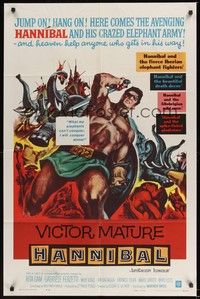 5m382 HANNIBAL 1sh '60 artwork of barechested warrior Victor Mature, Edgar Ulmer directed!