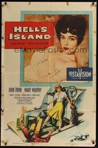 5m395 HELL'S ISLAND 1sh '55 sexiest close up portrait of Mary Murphy!