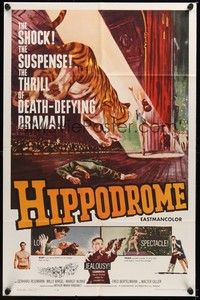 5m403 HIPPODROME 1sh '61 Geliebte Bestie, cool circus art, the thrill of death-defying drama!